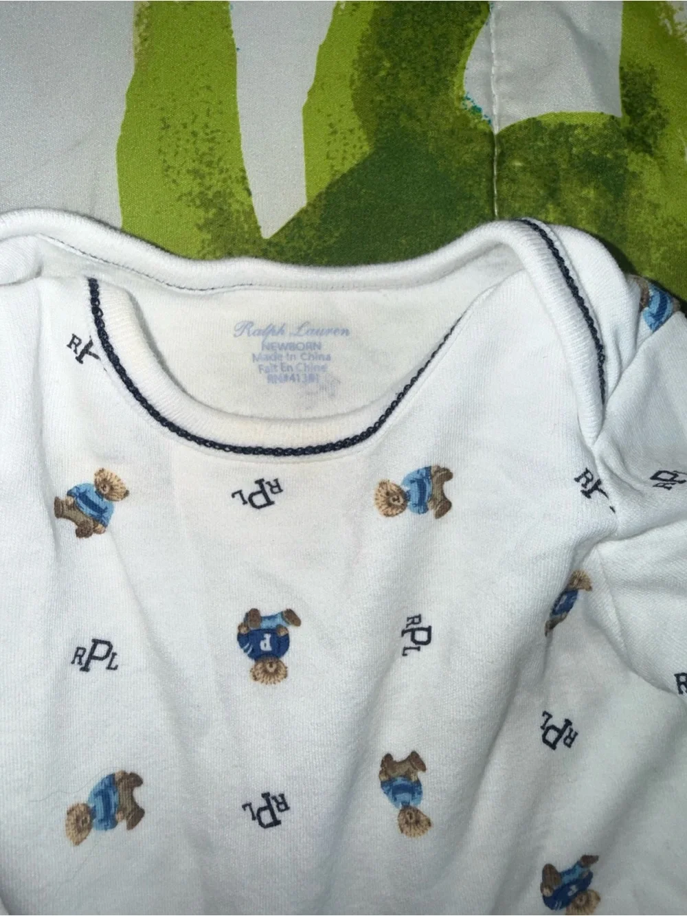 White Baby One-Piece Bodysuit with Teddy Print